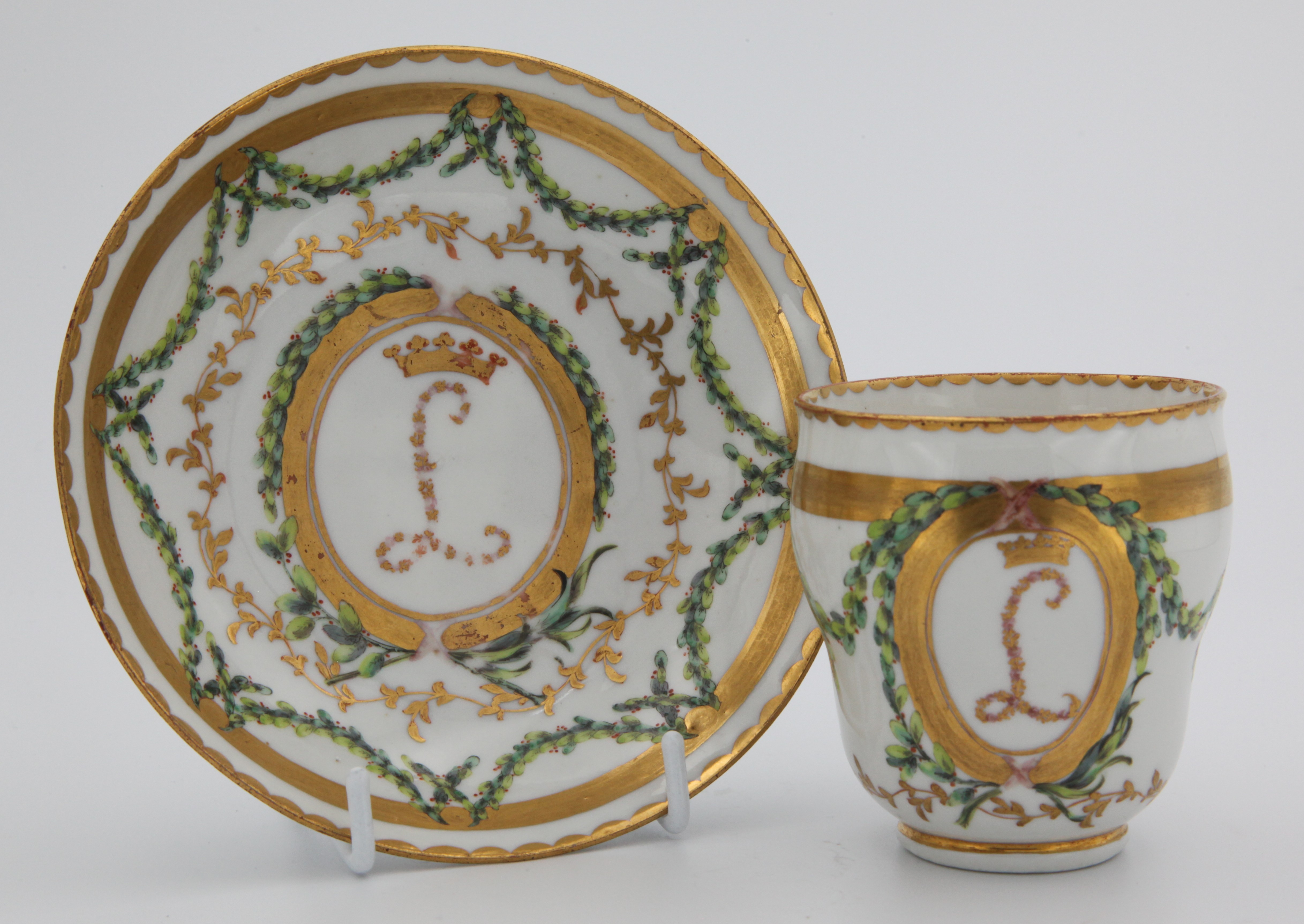 A Bristol coffee cup and saucer from the Leinster service.