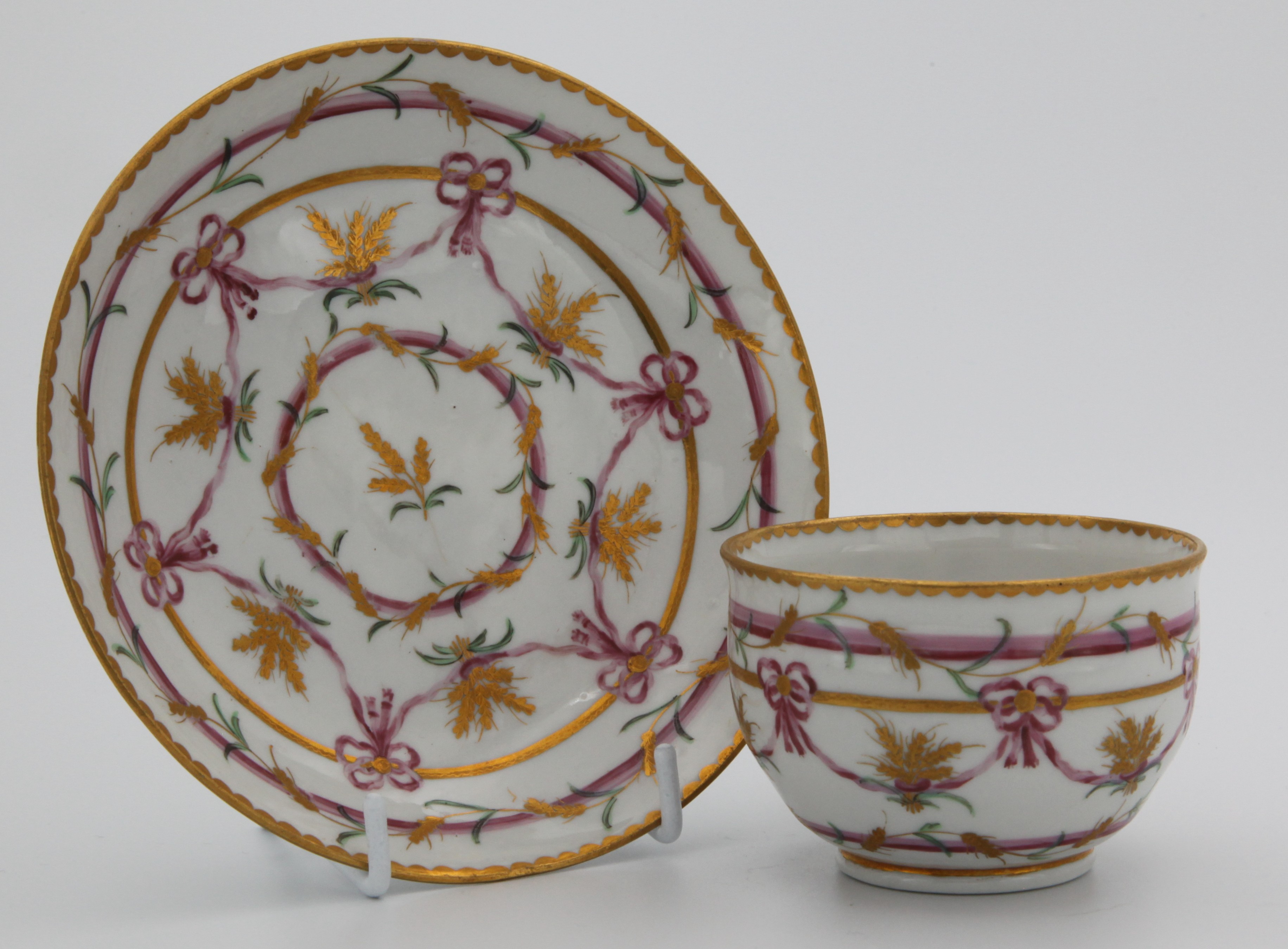 A very fine Bristol teacup and saucer from the Butts service.