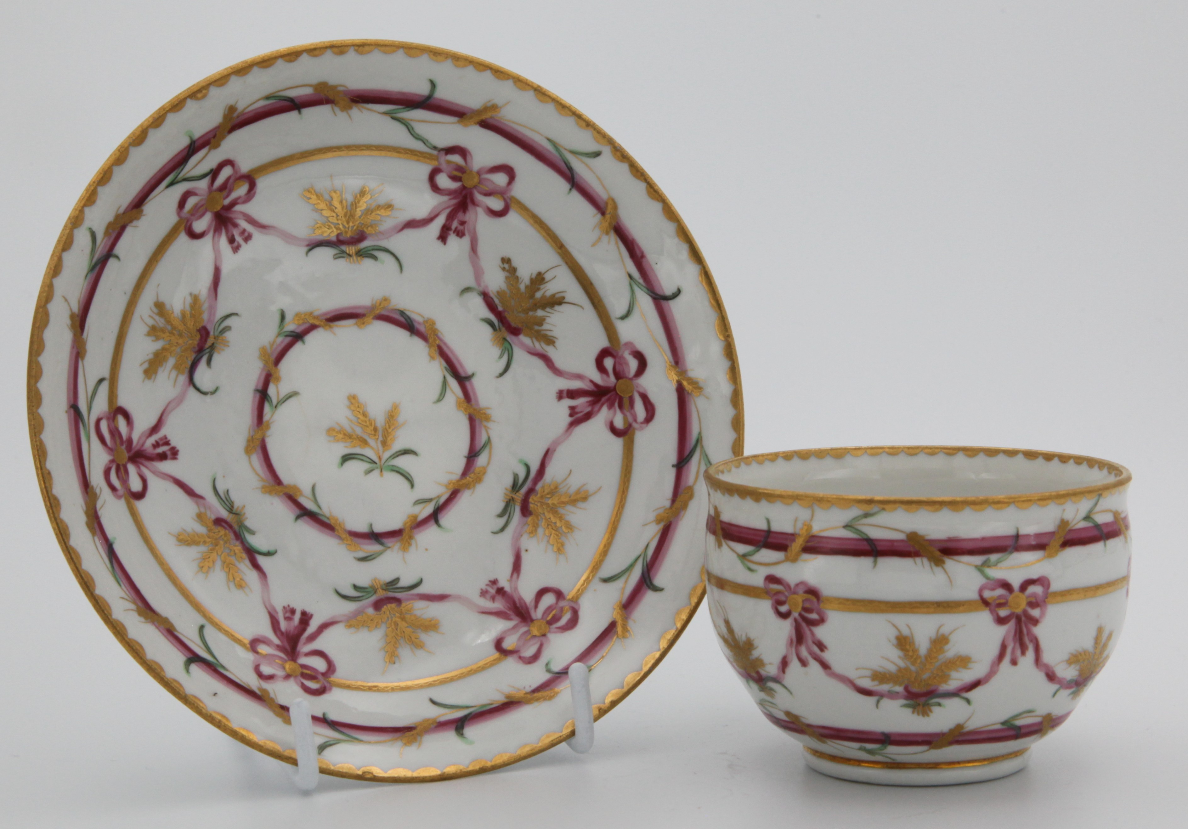 A very fine Bristol teacup and saucer from the Butts service.
