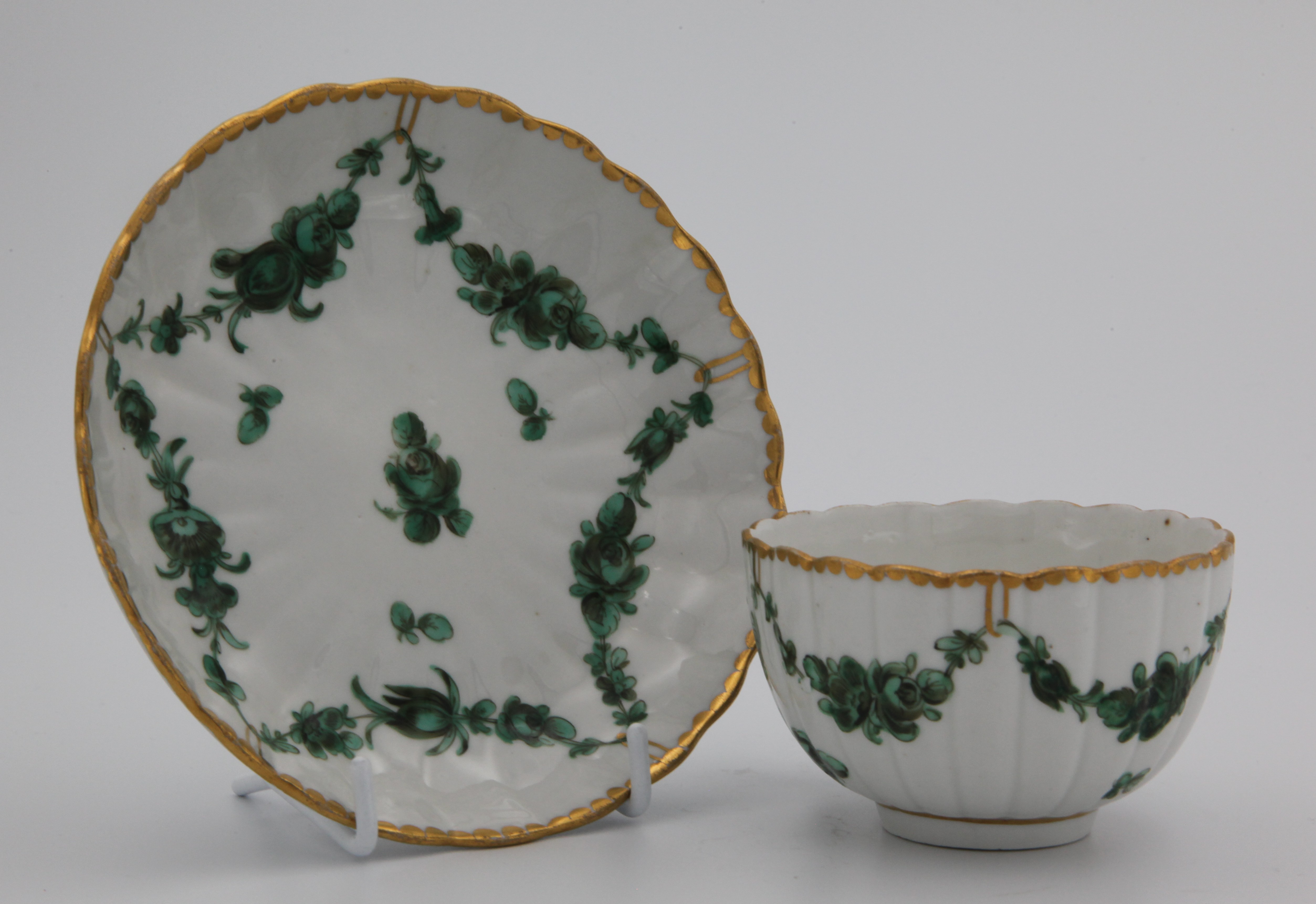 A Bristol cup and saucer from the Horace Walpole service.