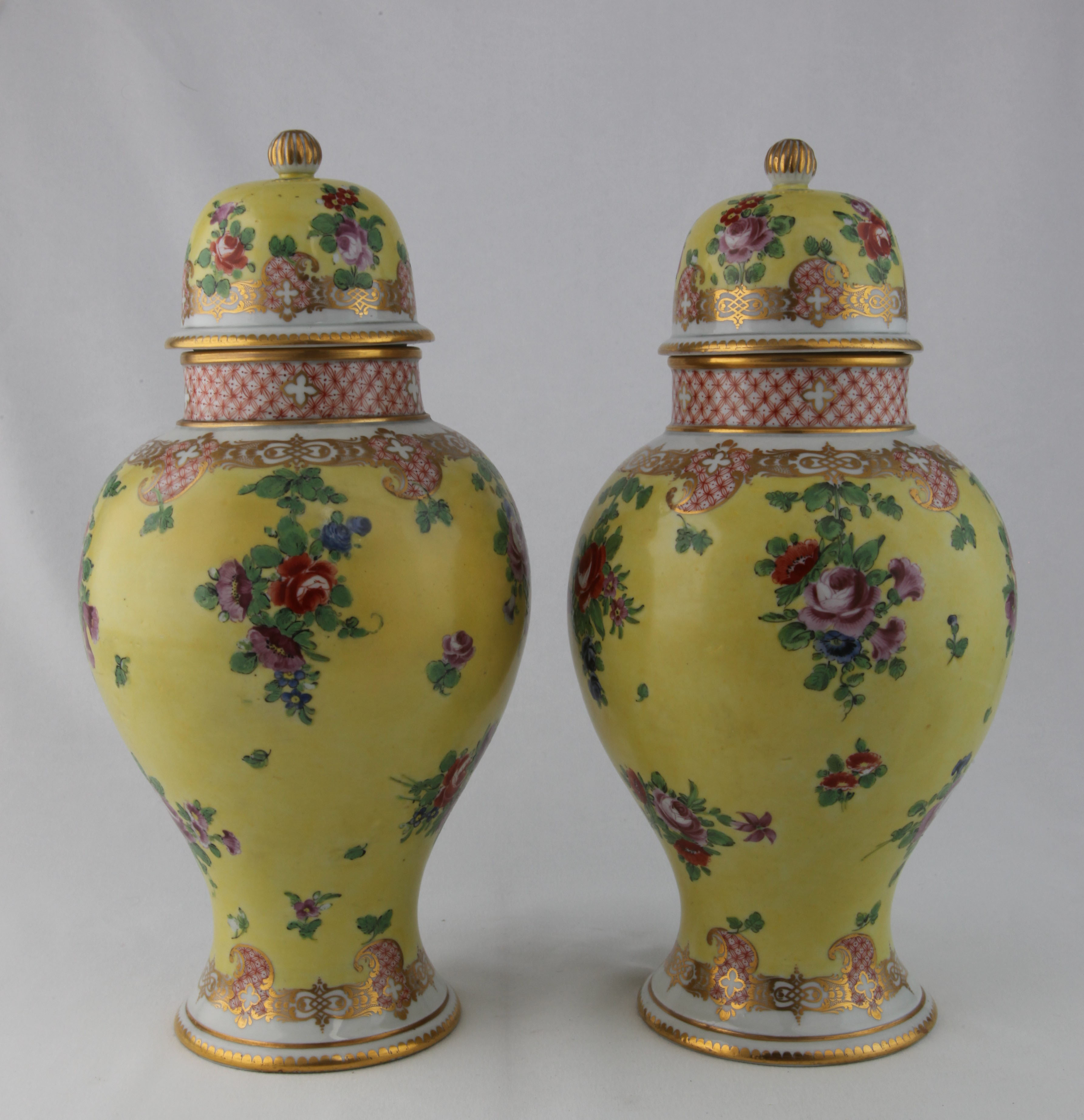 A fine pair of yellow ground Bristol vases