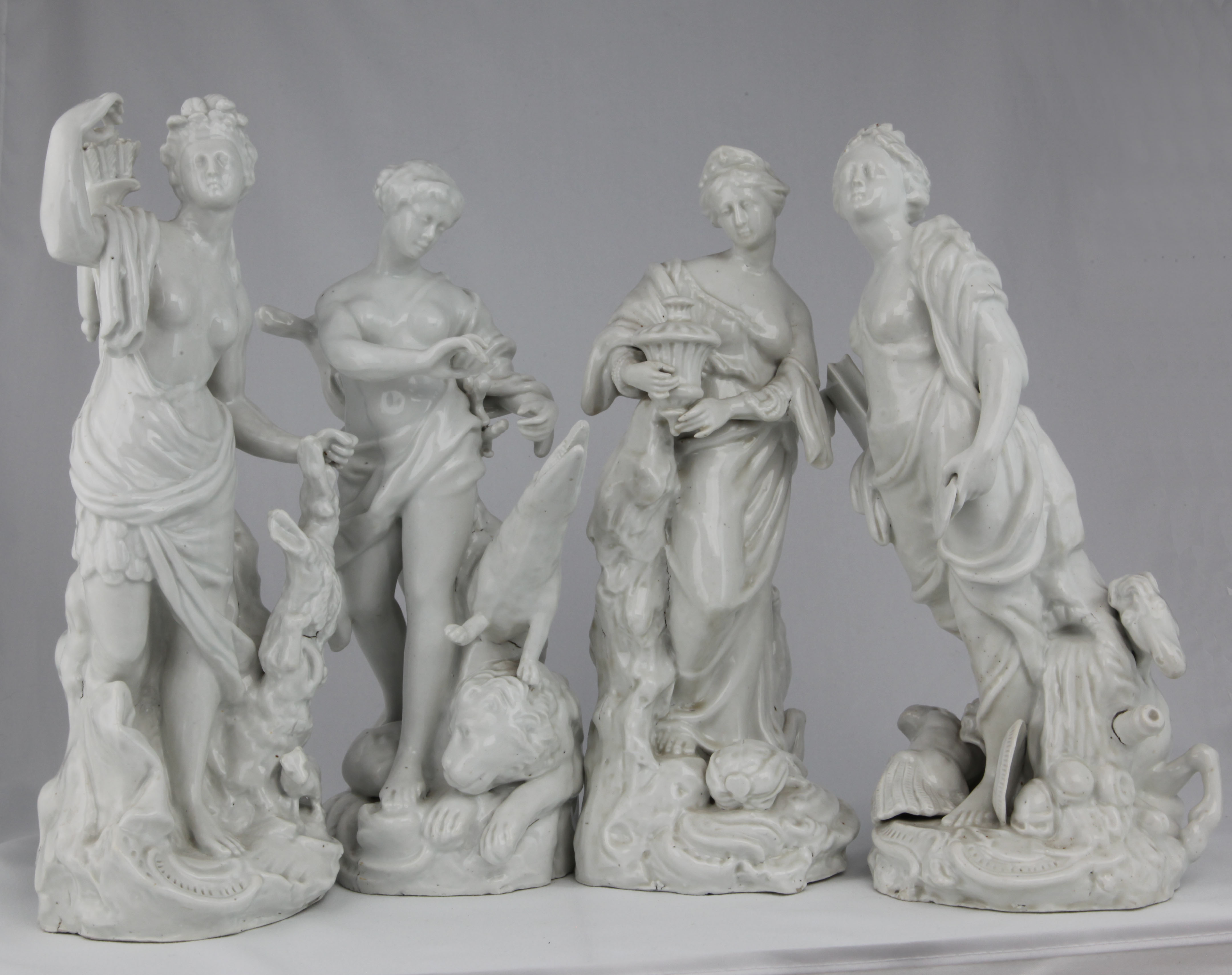 A set of Plymouth figures of the Continents in the white