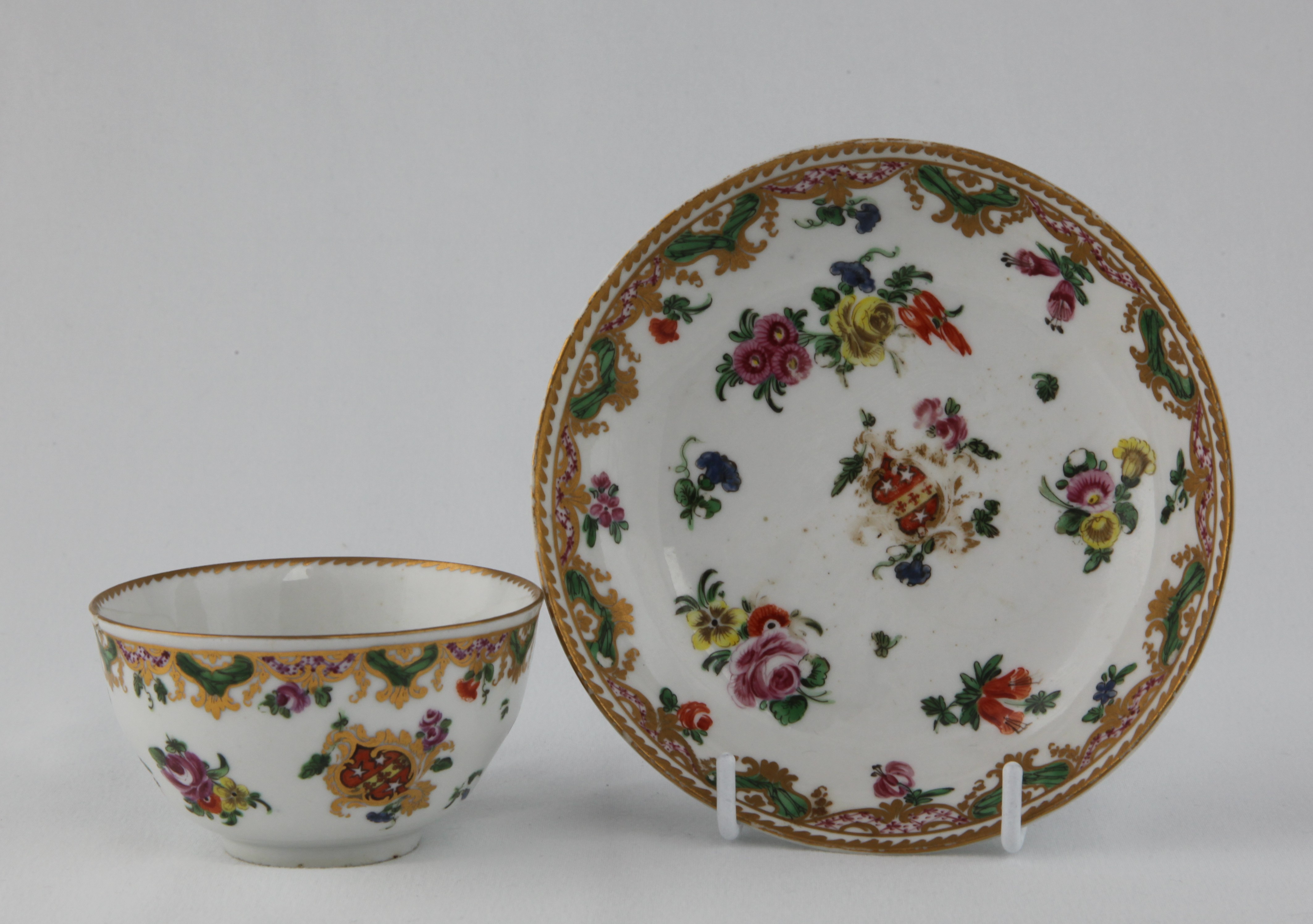 A teacup and saucer from the Ludlow service