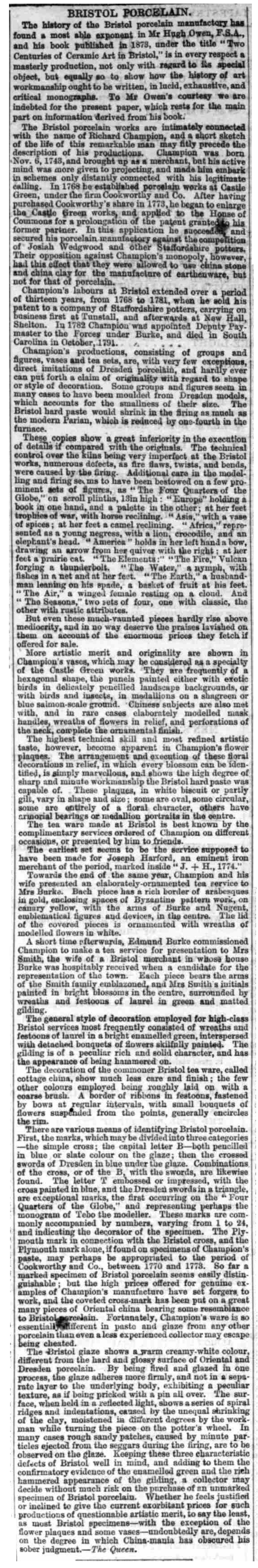 3 April 1875 · Western Daily Press - Bristol Porcelain